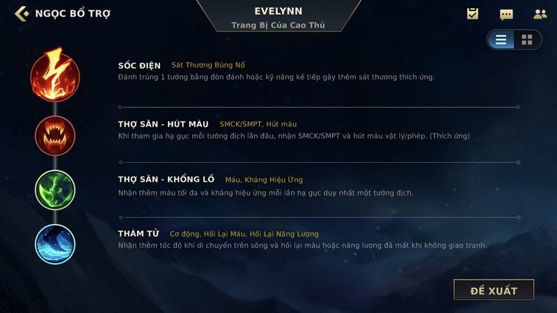 Bảng ngọc bổ trợ Evelynn