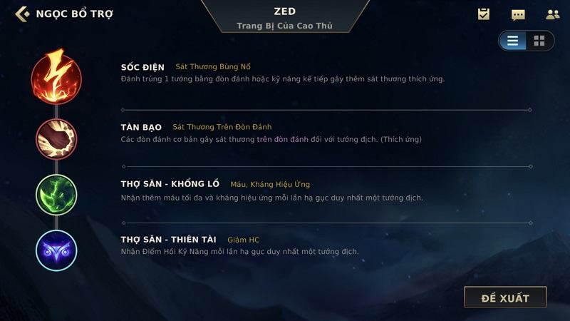 Bảng ngọc bổ trợ Zed