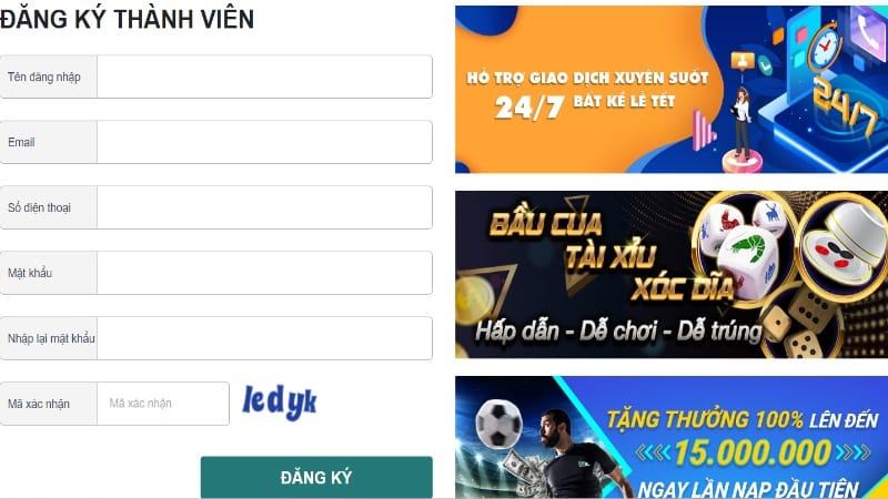 Nhấn Đăng Ký Ibet và nhập thông tin cá nhân theo yêu cầu