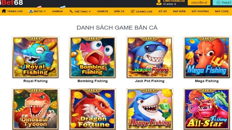 Bắn cá trực tuyến tại ibet68